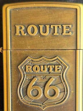 Brass Route 66 Highly Detailed Deep Carved Lighter